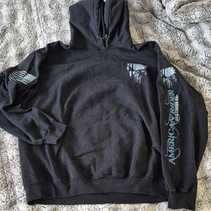 American Rider 🖤 Black Graphic Hoodie (640)